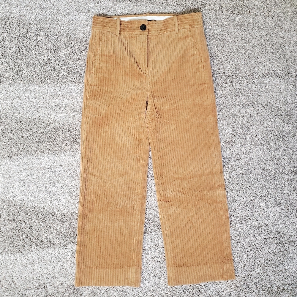 J. Crew Size 4 Petite Tan Corduroy Pants Ankle Cropped EUC